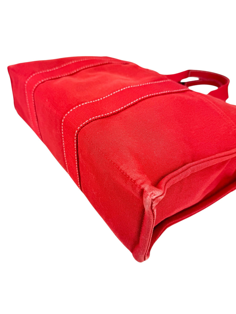 Hermes Red Canvas Her MM Tote Bag