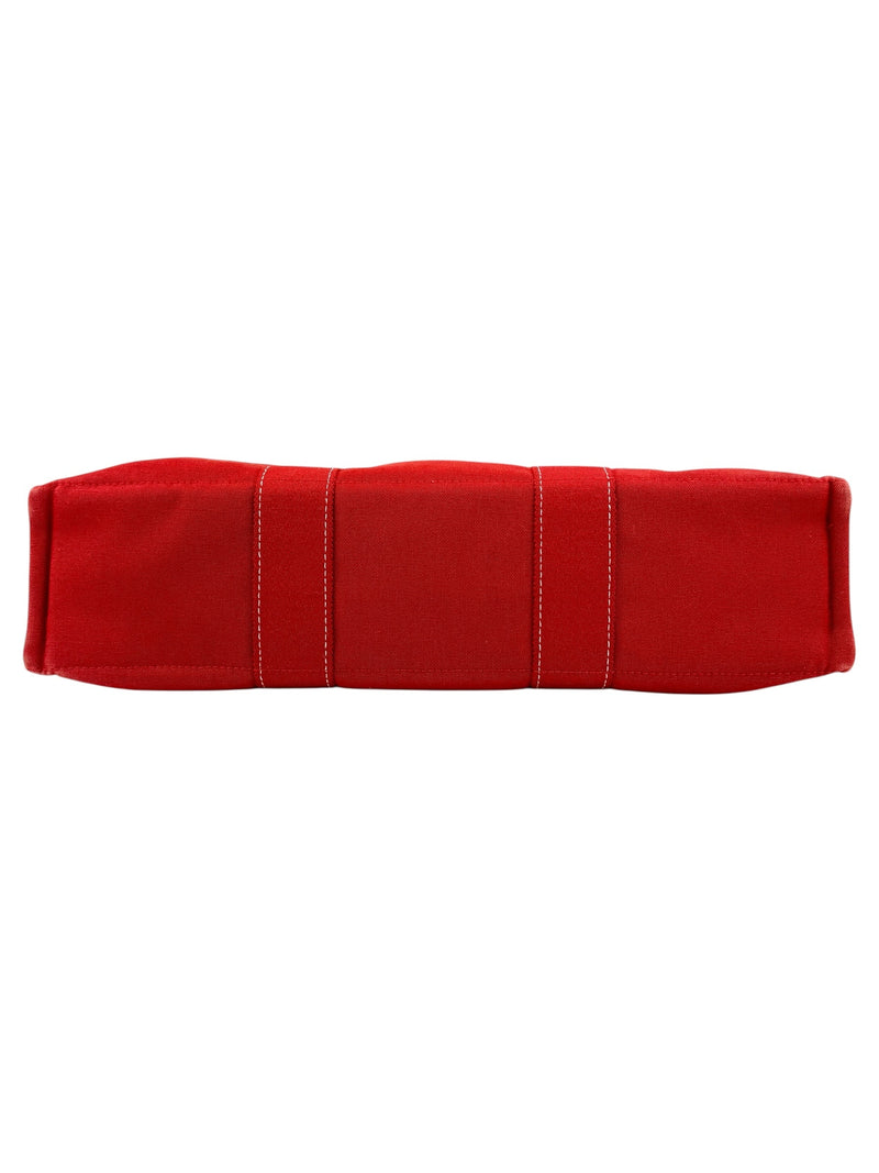 Hermes Red Canvas Her MM Tote Bag