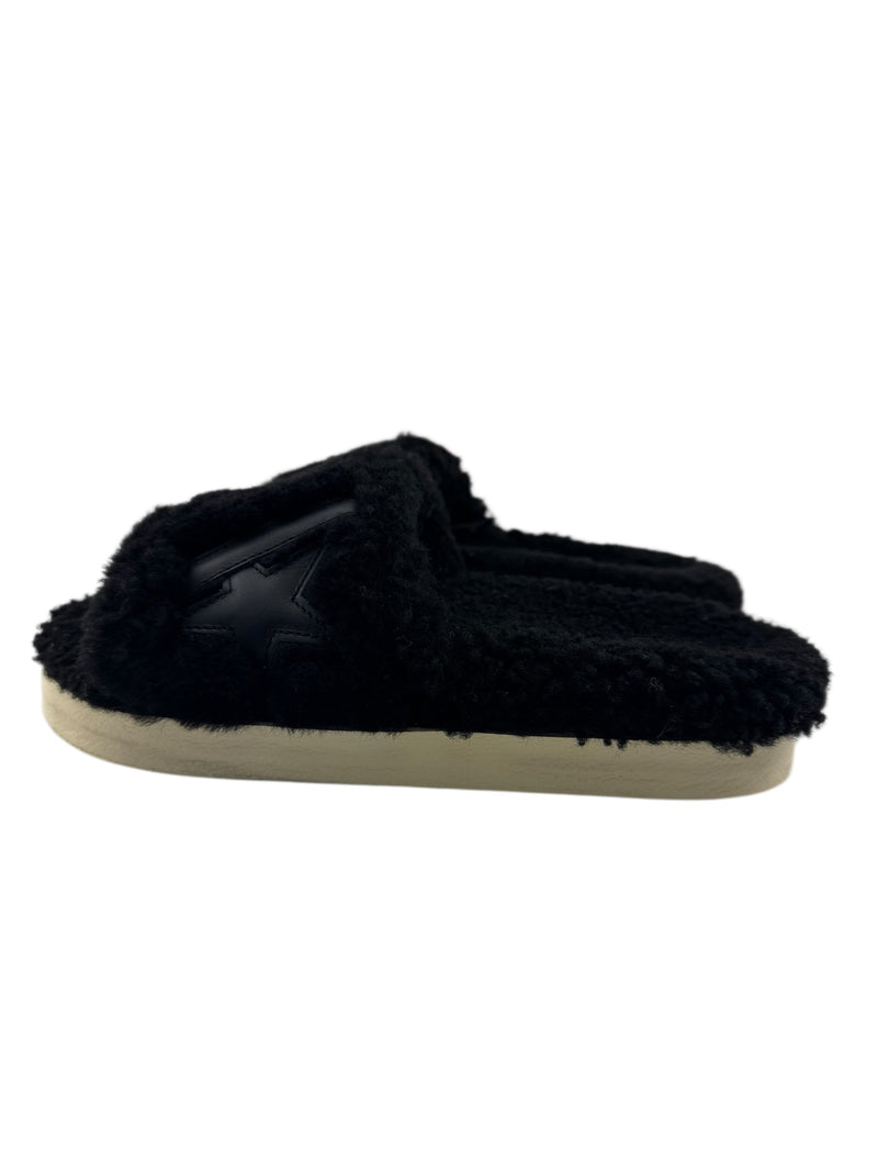 Golden Goose Black Shearling Poolstar Slides Size 37