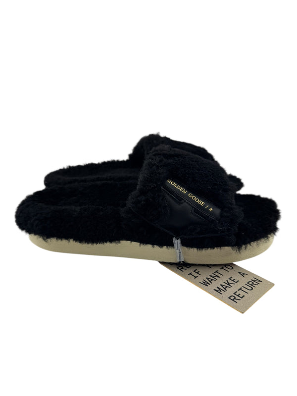 Golden Goose Black Shearling Poolstar Slides Size 37