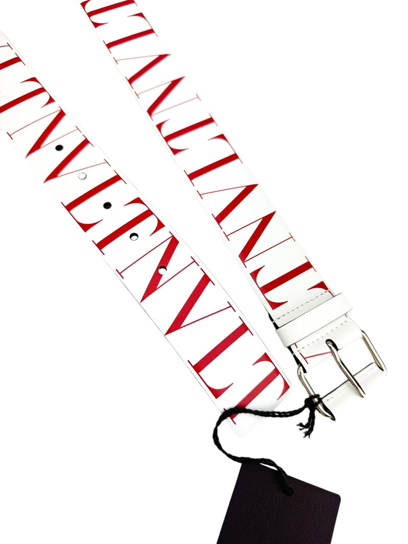 Valentino White Leather Logo Belt