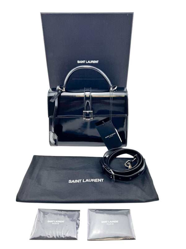 Saint Laurent Black Patent Leather Le Fermoir Handbag