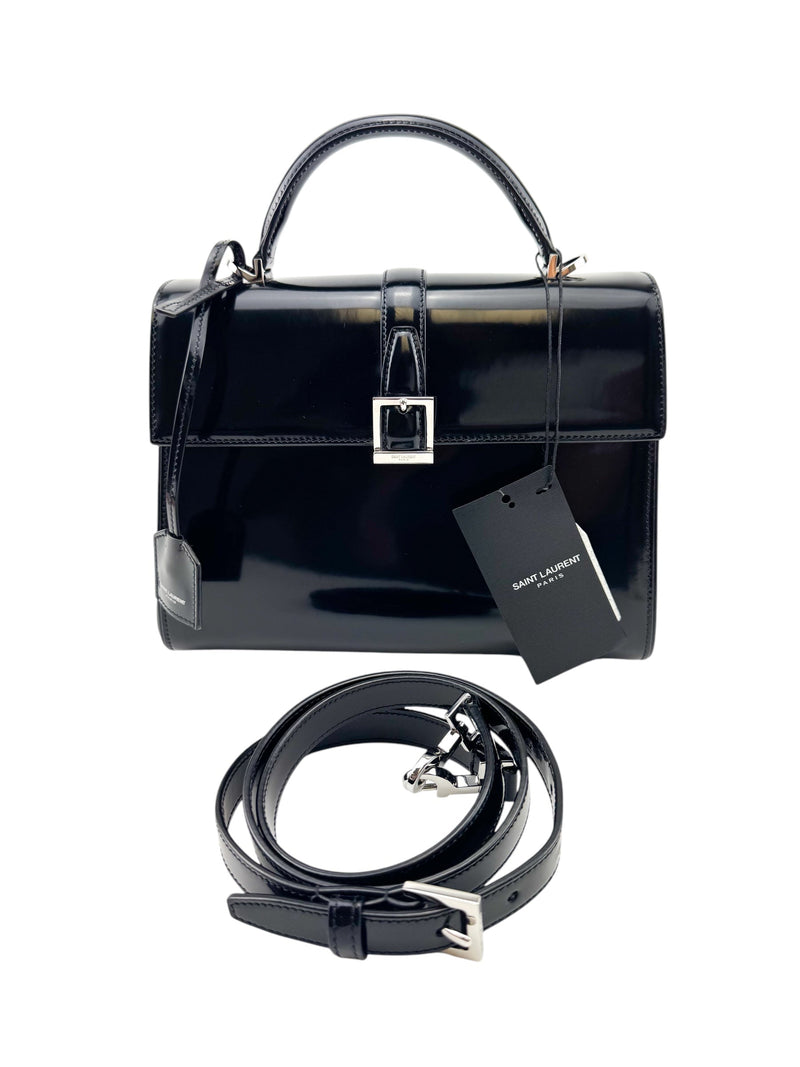 Saint Laurent Black Patent Leather Le Fermoir Handbag