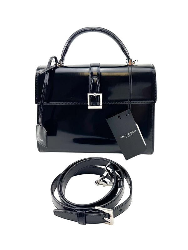 Saint Laurent Black Patent Leather Le Fermoir Handbag
