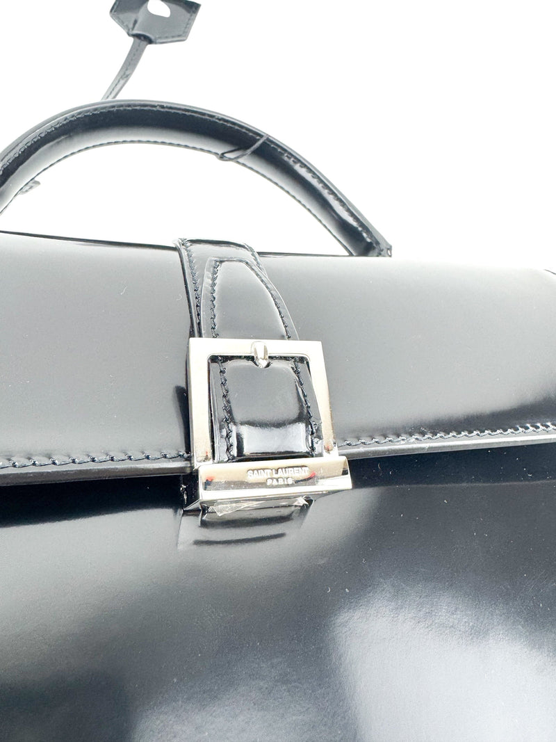 Saint Laurent Black Patent Leather Le Fermoir Handbag