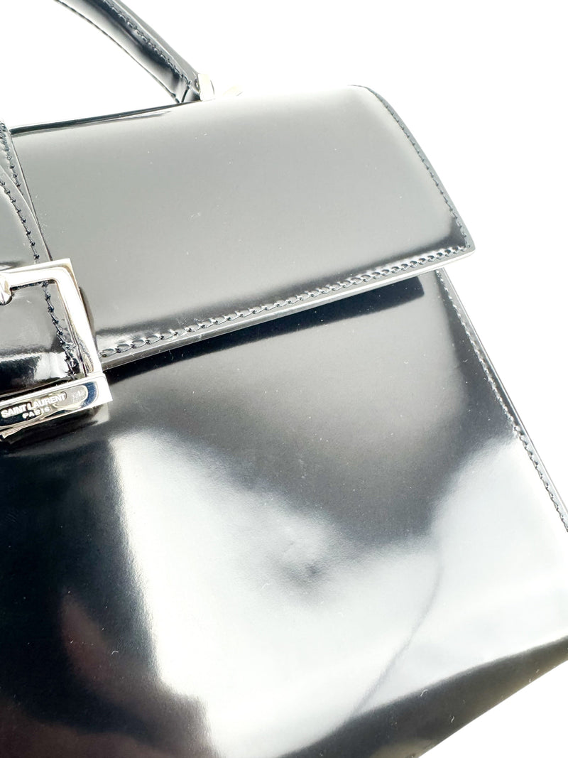 Saint Laurent Black Patent Leather Le Fermoir Handbag