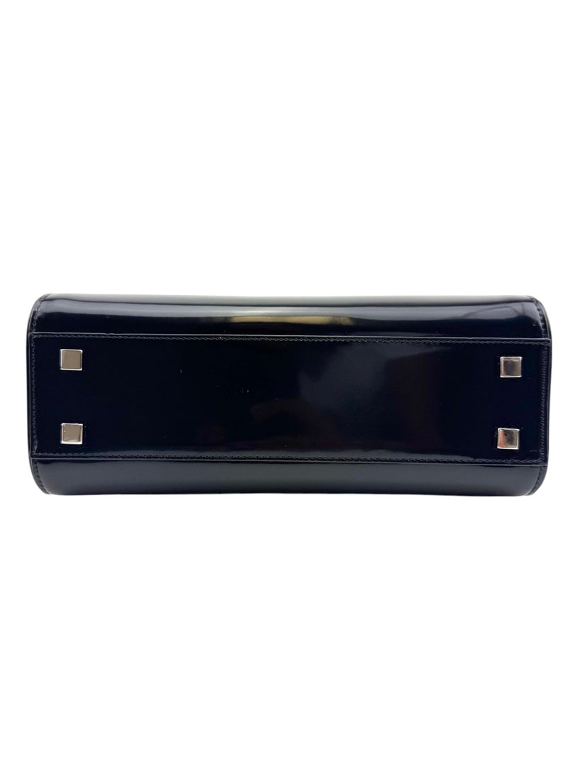 Saint Laurent Black Patent Leather Le Fermoir Handbag