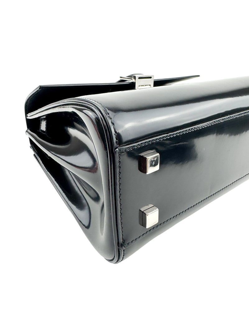 Saint Laurent Black Patent Leather Le Fermoir Handbag