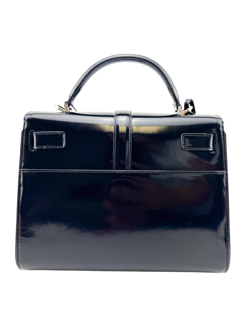 Saint Laurent Black Patent Leather Le Fermoir Handbag