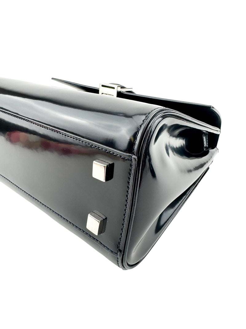Saint Laurent Black Patent Leather Le Fermoir Handbag