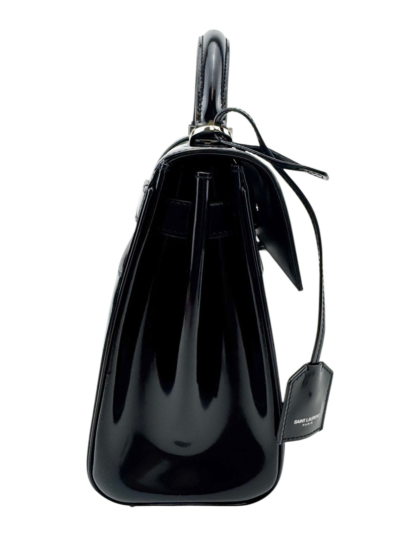 Saint Laurent Black Patent Leather Le Fermoir Handbag