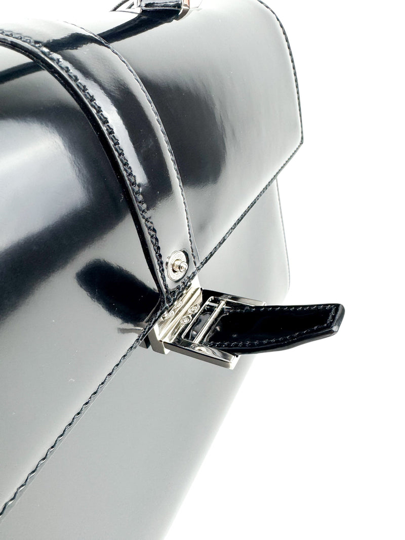 Saint Laurent Black Patent Leather Le Fermoir Handbag