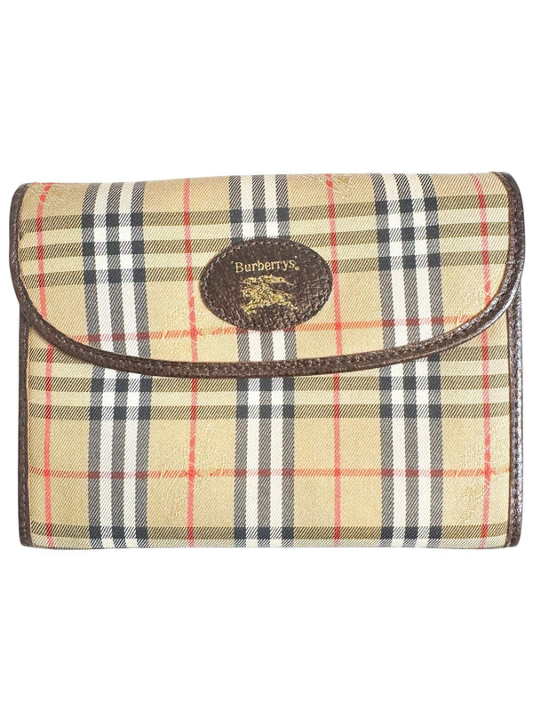 Burberry Vintage Brown Canvas Nova Plaid Clutch
