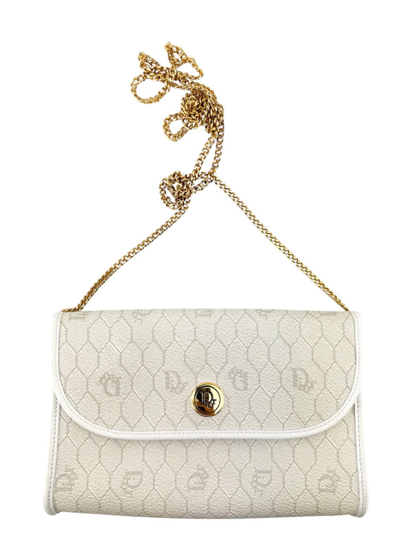 Christian Dior White Canvas Shoulder Handbag