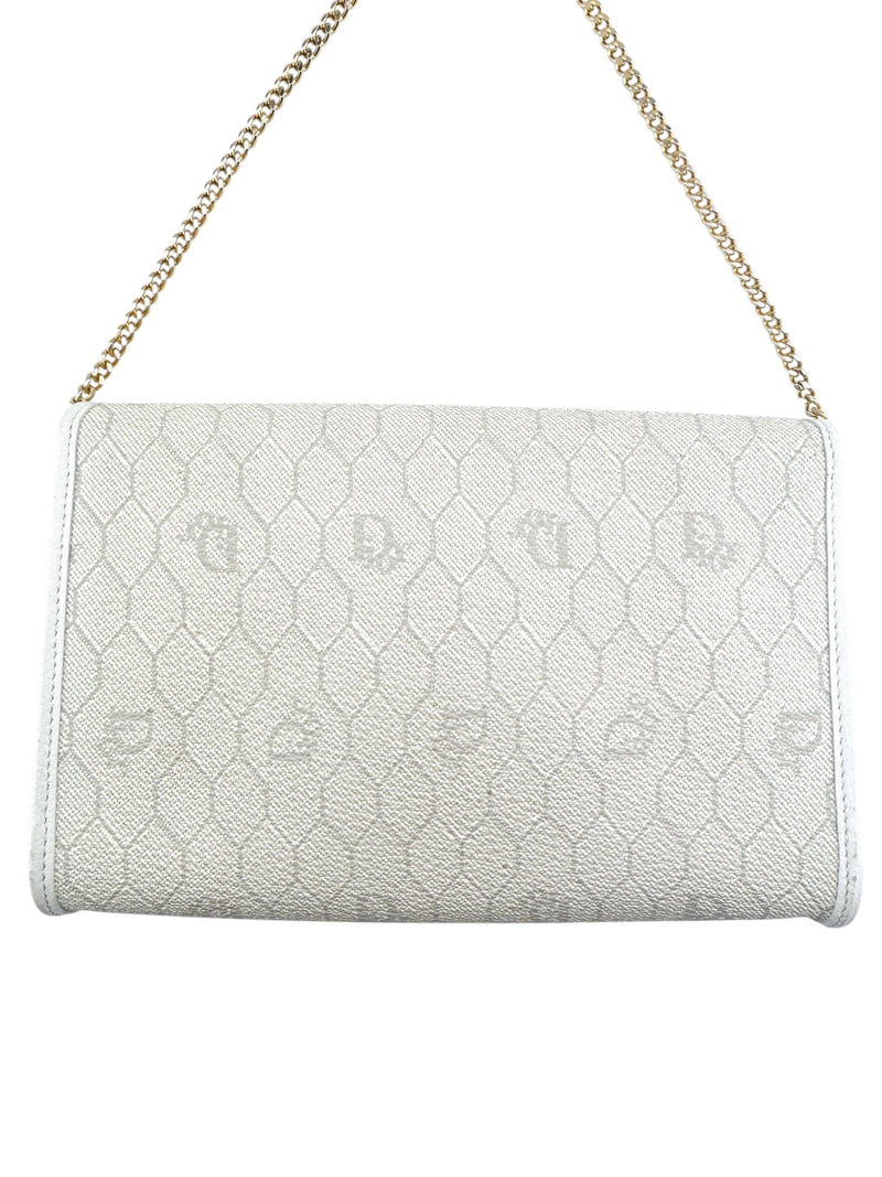 Christian Dior White Canvas Shoulder Handbag