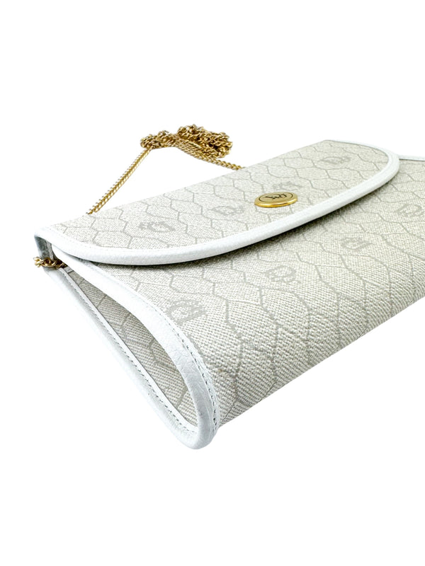 Christian Dior White Canvas Shoulder Handbag
