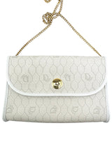 Christian Dior White Canvas Shoulder Handbag