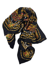 Chanel Black Silk Jewels Scarf 90cm