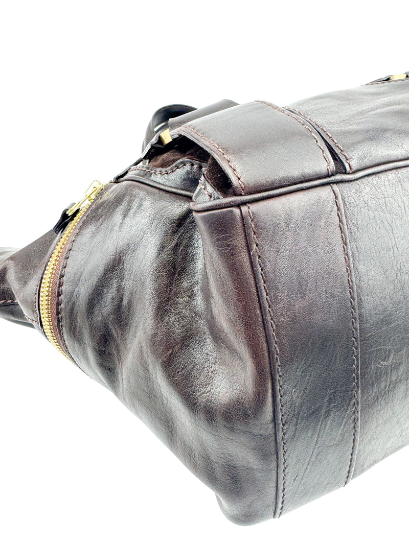 Jimmy Choo Brown Leather Satchel Handbag