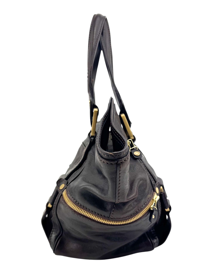 Jimmy Choo Brown Leather Satchel Handbag