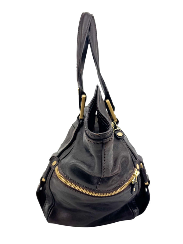 Jimmy Choo Brown Leather Satchel Handbag