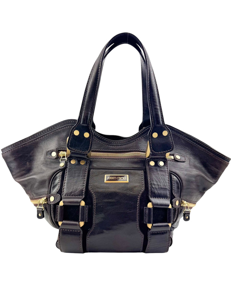 Jimmy Choo Brown Leather Satchel Handbag