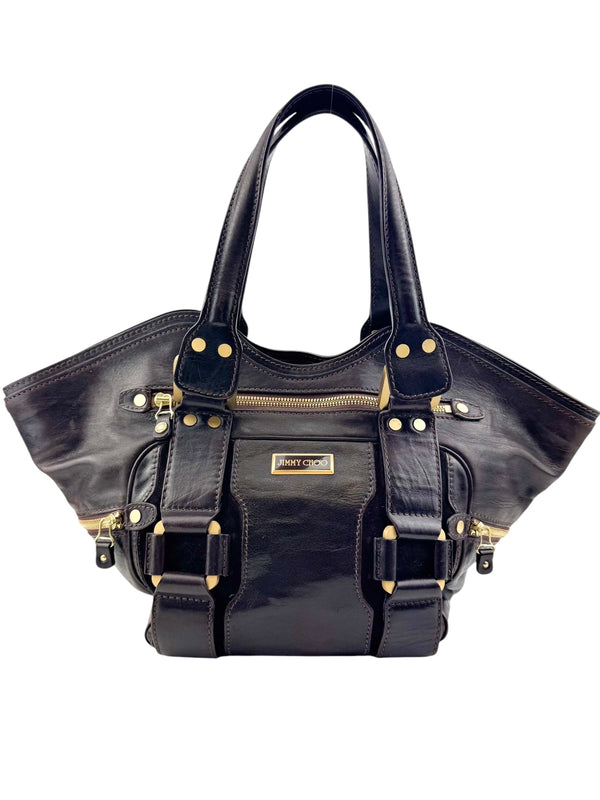 Jimmy Choo Brown Leather Satchel Handbag