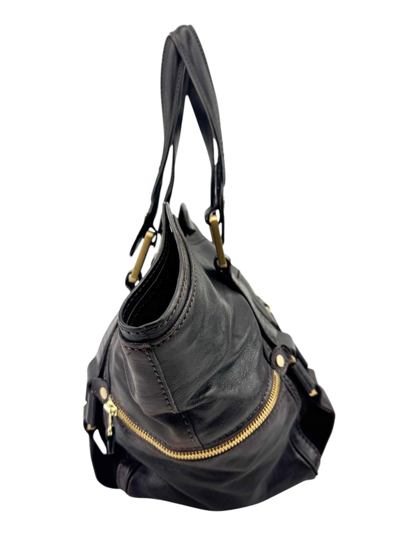 Jimmy Choo Brown Leather Satchel Handbag