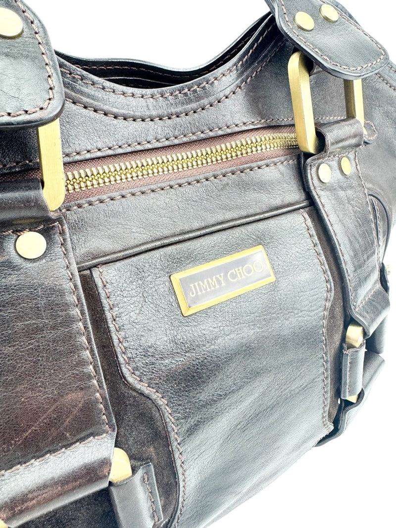 Jimmy Choo Brown Leather Satchel Handbag