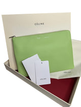 Celine Green Leather Solo Clutch Bag