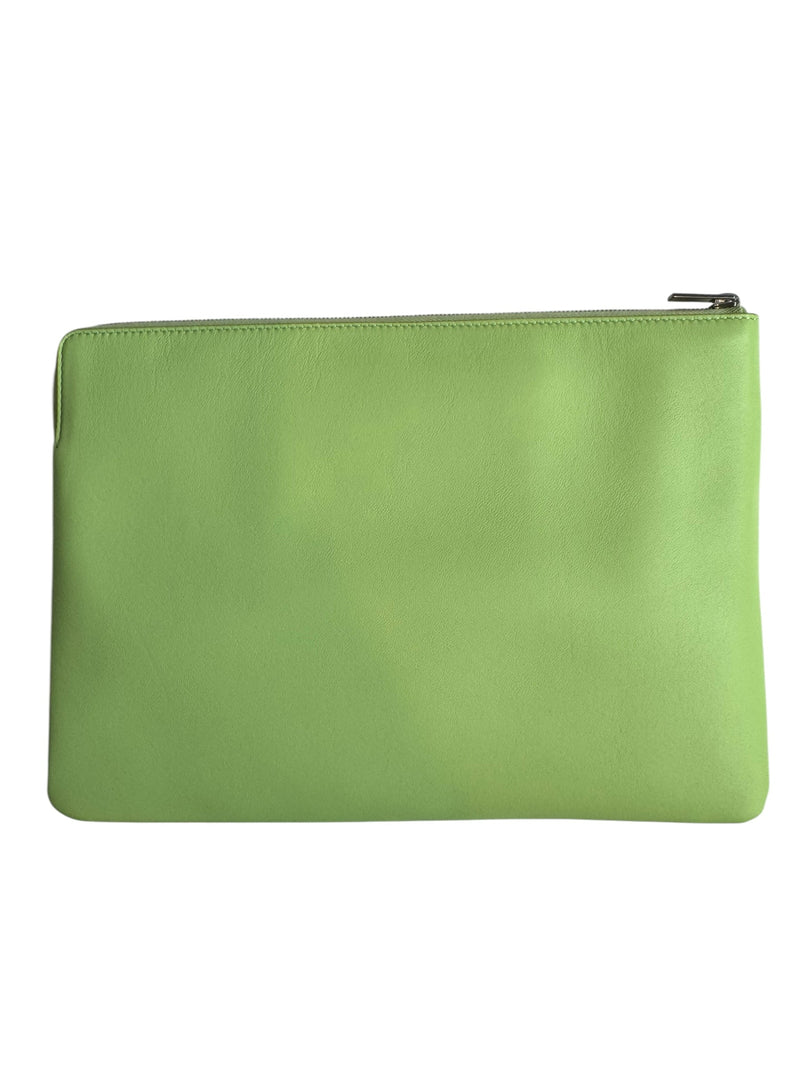 Celine Green Leather Solo Clutch Bag