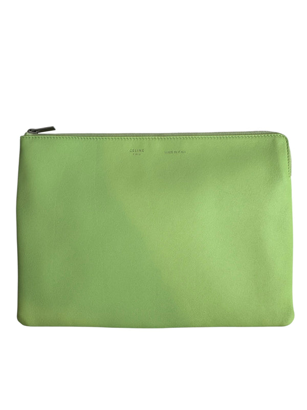 Celine Green Leather Solo Clutch Bag