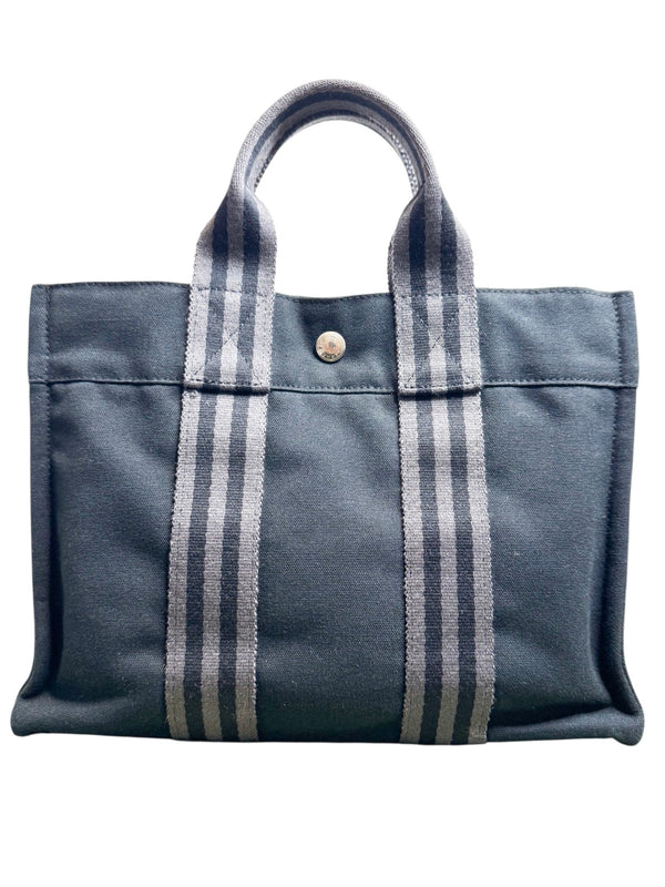 Hermes Black Canvas Fourre Tote PM