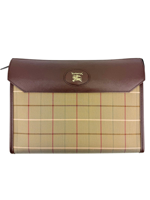 Burberry Khaki Canvas Vintage Clutch