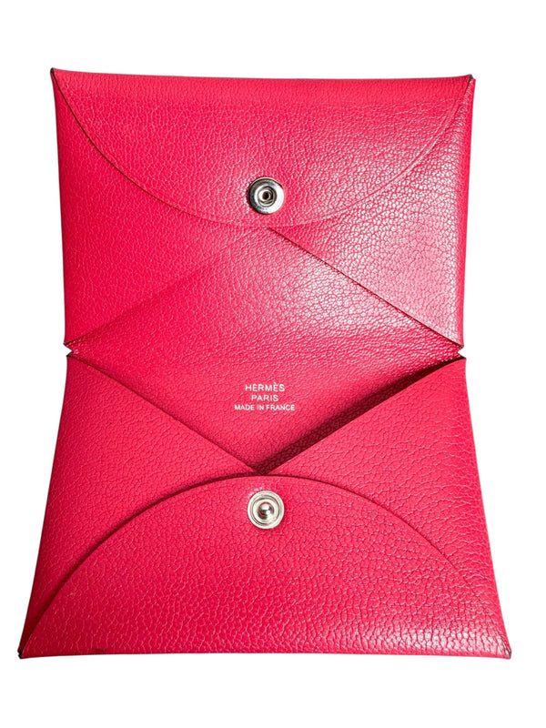 Hermes Pink Epsom Leather Calvi Cardholder