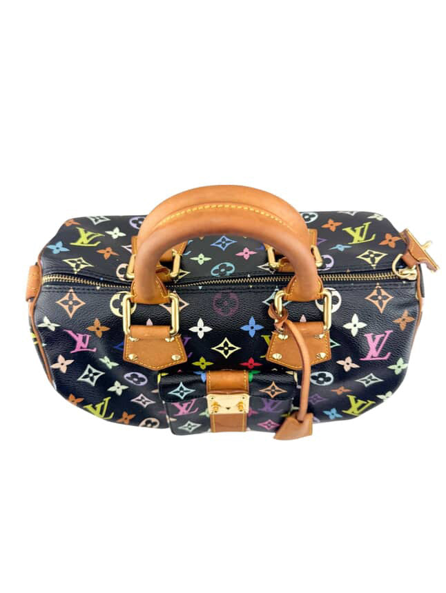 Louis Vuitton Black Multicolor Speedy 30 Handbag