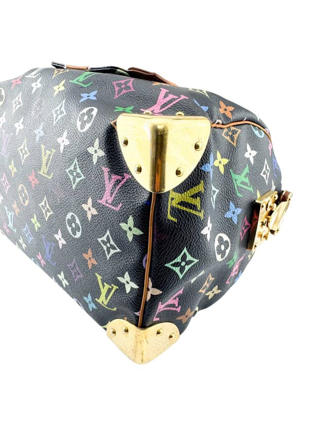 Louis Vuitton Black Multicolor Speedy 30 Handbag