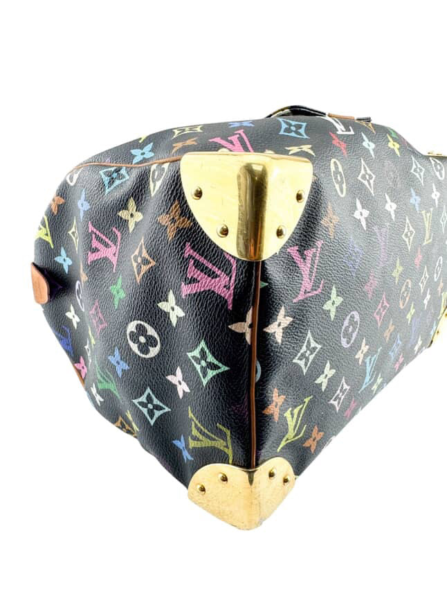 Louis Vuitton Black Multicolor Speedy 30 Handbag