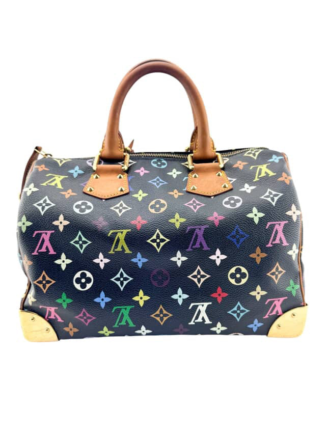 Louis Vuitton Black Multicolor Speedy 30 Handbag