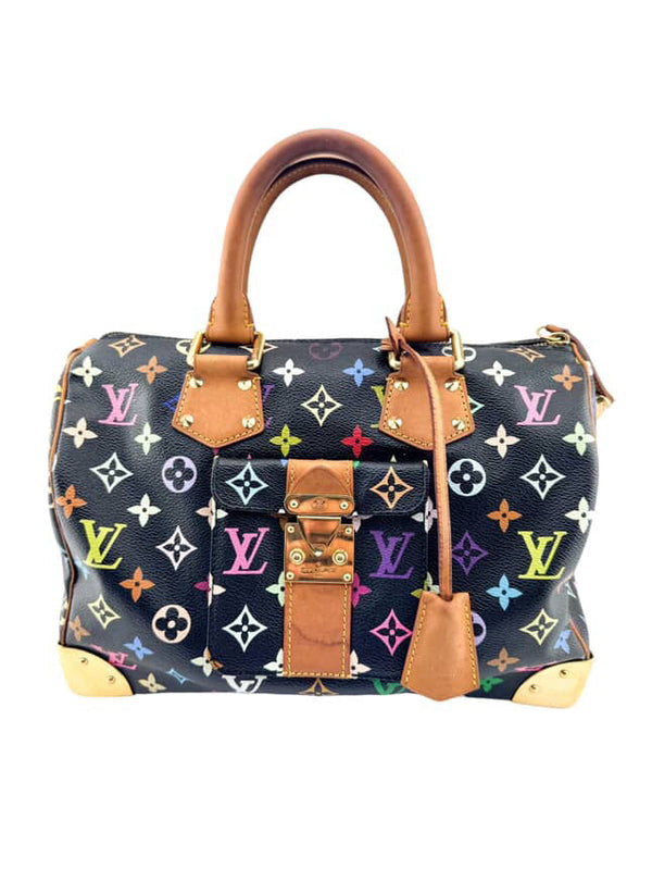 Louis Vuitton Black Multicolor Speedy 30 Handbag