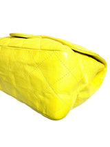 Chanel Yellow Leather Quilted Large Flap Handbag