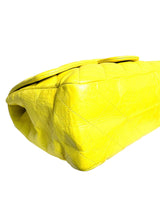 Chanel Yellow Leather Quilted Large Flap Handbag