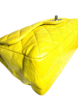 Chanel Yellow Leather Quilted Large Flap Handbag