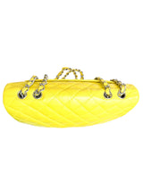 Chanel Yellow Leather Quilted Large Flap Handbag