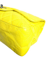 Chanel Yellow Leather Quilted Large Flap Handbag