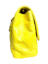 Chanel Yellow Leather Quilted Large Flap Handbag