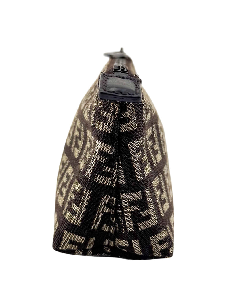 Fendi Brown Canvas Zuchinno Monogram Pouch