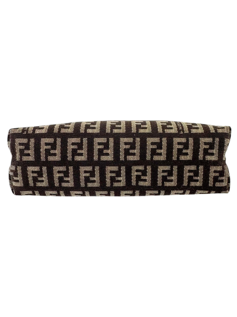 Fendi Brown Canvas Zuchinno Monogram Pouch