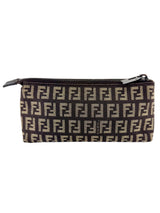 Fendi Brown Canvas Zuchinno Monogram Pouch