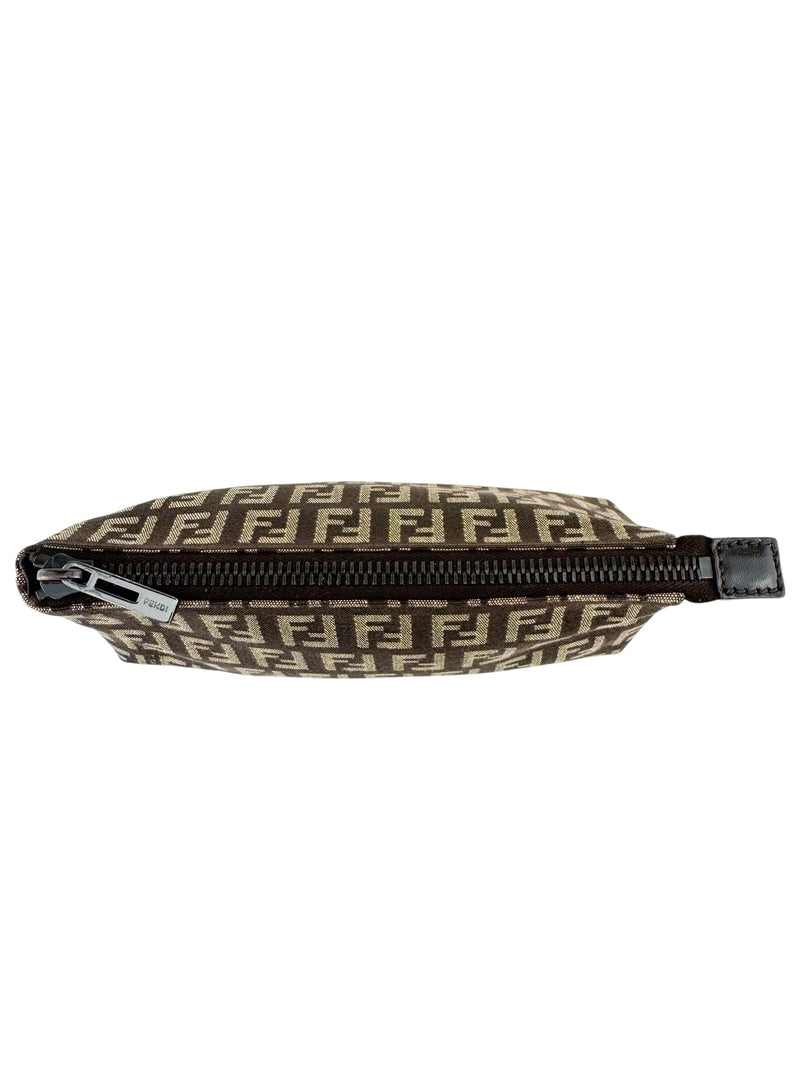 Fendi Brown Canvas Zuchinno Monogram Pouch